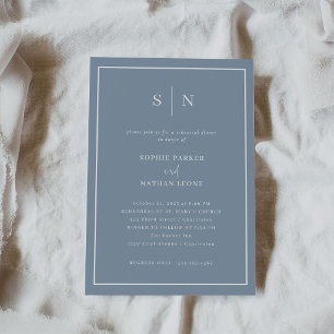 Invitación Mínimo y Chic Azul Polvoriento   Cena de Ensayo de
