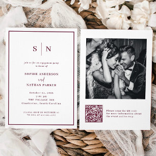 Invitación Mínimo y Chic Código QR de la fiesta de compromi