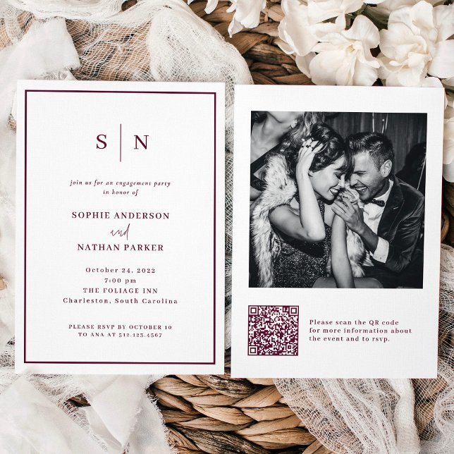 Invitación Mínimo y Chic | Código QR de la fiesta de compromi (Subido por el creador)