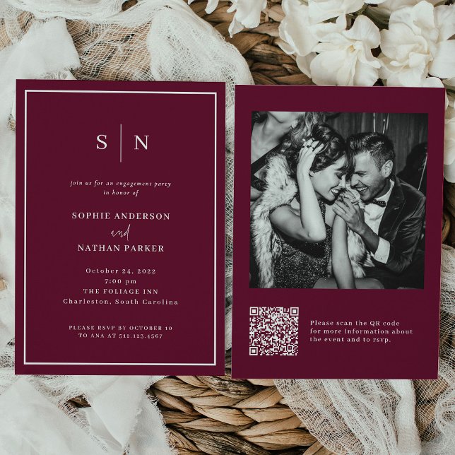 Invitación Mínimo y Chic | Código QR de la fiesta de compromi (Subido por el creador)