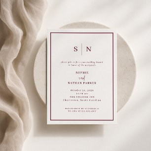 Invitación Mínimo y Chic   Desayuno Brunch Burgundy Post-Boda