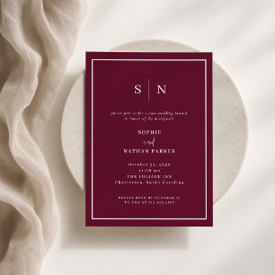 Invitación Mínimo y Chic Desayuno Brunch Burgundy Post-Boda