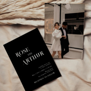 Invitación Mínimo y chic negro y blanco