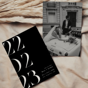 Invitación Mínimo y chic negro y blanco Save the date