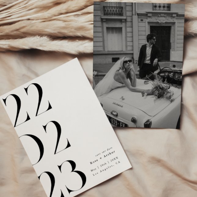 Invitación Mínimo y chic negro y blanco Save the date (Subido por el creador)