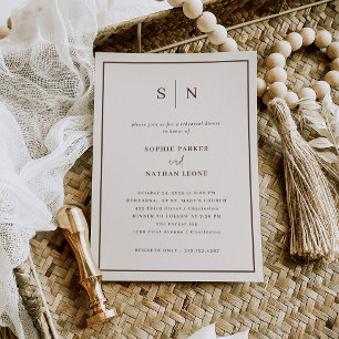 Invitación Mínimo y Chic Neutro Cena de Ensayo de Boda