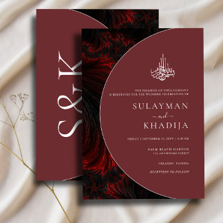 Invitación Mínimo y elegante Boda musulmán borgoñés