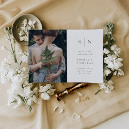 Invitación Mínimo y Moda | Blanco con Boda de fotos de sabios