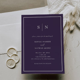 Invitación Mínimo y Moda | Boda de borde morado y blanco