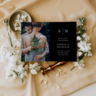 Invitación Mínimo y Moda   Boda de fotografía negro
