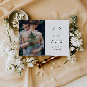 Invitación Mínimo y Moda Boda de fotografías en blanco y ne