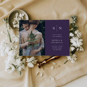 Invitación Mínimo y Moda Boda de fotos morado