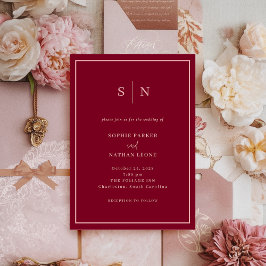 Invitación Mínimo y Moda | Borgoña y Boda rosa claro