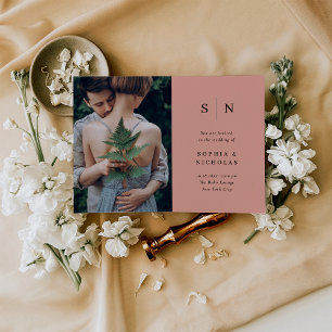 Invitación Mínimo y Moda   Terracota y Boda negro