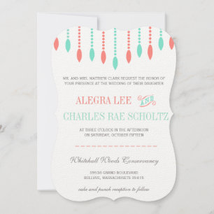 Invitación Mint and Coral Modern Tear Drop Beaded Invitation