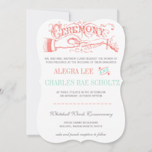 Invitación Mint and Peach Modern Vintage Typography Invite