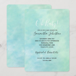 Invitación Mint Aqua Blue Tie Dye Watercolor