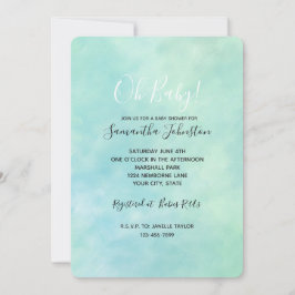 Invitación Mint Aqua Blue Tie Dye Watercolor