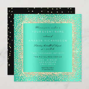 Invitación Mint Aqua Mint de Confetti Negro Mínimo Champaigne