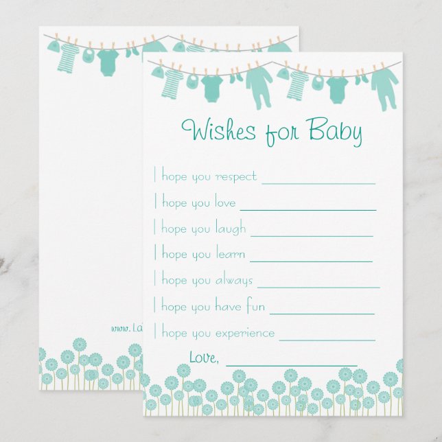 Invitación Mint Baby Shower Quiere Un Juego De Bebés (Anverso / Reverso)