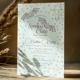 Invitación Mint Bats Spooky Cute Baby Shower