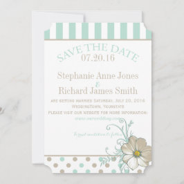 Invitación MINT BISQUE DOTS STRIPTS Save the Date