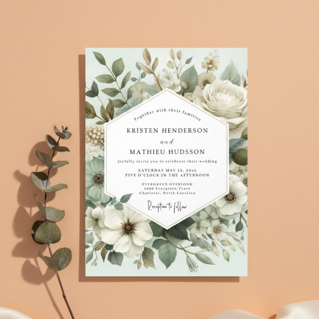 Invitación Mint Botanical Elegance Wedding (Subido por el creador)