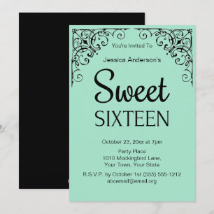 Invitación Mint Boutique Mint Green Black Sweteen