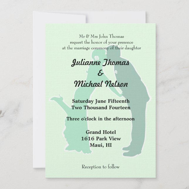 Invitación Mint Bride y Groom Boda (Anverso)