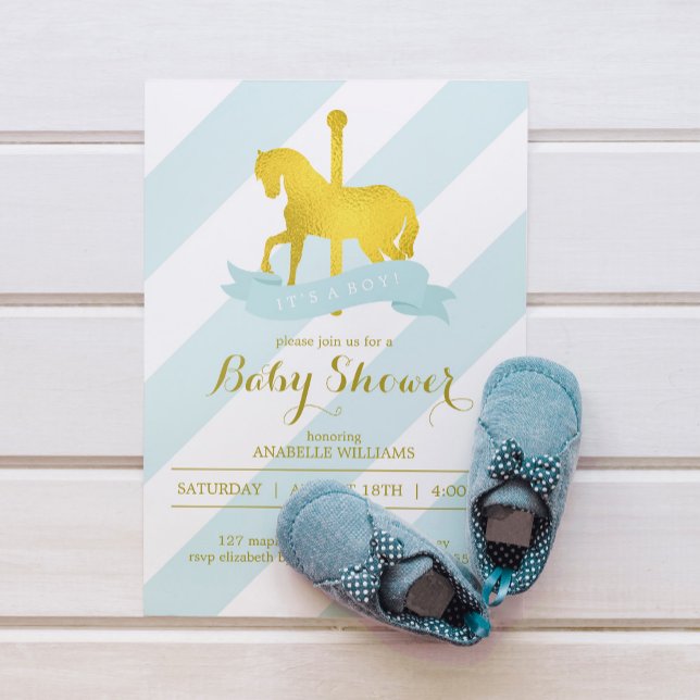 Invitación Mint Carousel Horse Baby Shower (Subido por el creador)