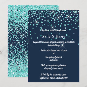 Invitación Mint Diamonds boda Aqua Cristal verde