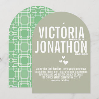 Invitación Mint Driftwood Boda de tipografía de patrón modern