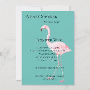 Invitación Mint Flamingo Baby Shower