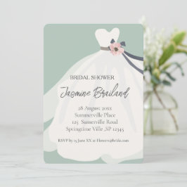 Invitación Mint Floral Bride traje de novia