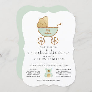 Invitación Mint Gold de portaobjetos retro de Baby Shower vir