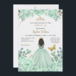 Invitación Mint Gold Floral Princesa Mariposa Dulce 16<br><div class="desc">Elegante Mint Oro Mariposa Floral Princesa Mariposa Dulce 16 Invitación</div>