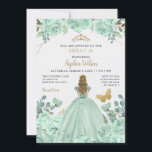Invitación Mint Gold Floral Princesa Mariposa Dulce 16<br><div class="desc">Elegante Mint Oro Mariposa Floral Princesa Mariposa Dulce 16 Invitación</div>
