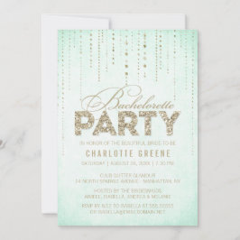 Invitación Mint & Gold Purpurina Look Bachelorette Party