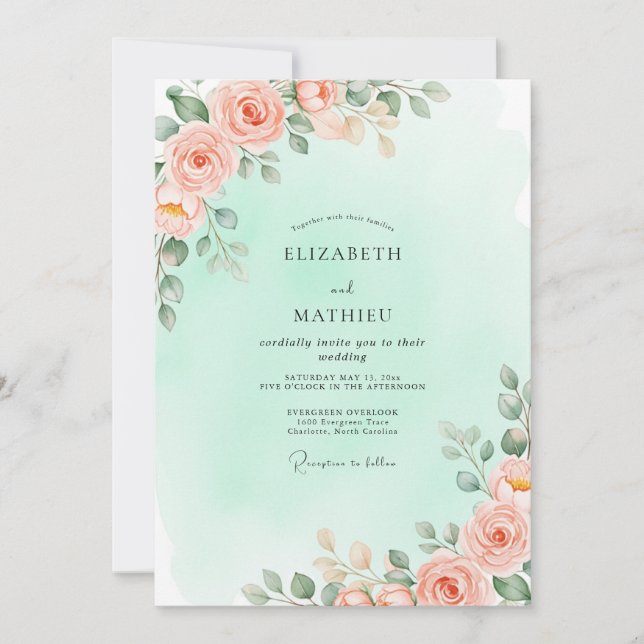 Invitación Mint Green Breathtaking Spring Wedding (Anverso)