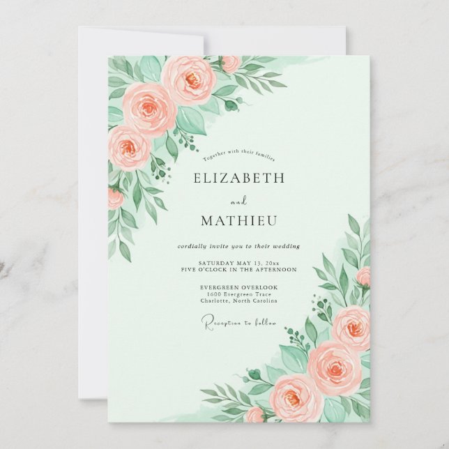 Invitación Mint Green Dainty Spring Wedding (Anverso)