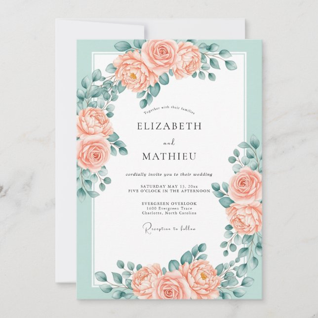 Invitación Mint Green Dazzling Spring Wedding (Anverso)