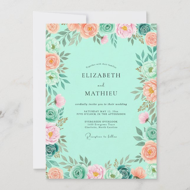 Invitación Mint Green Enchanting Spring Wedding (Anverso)
