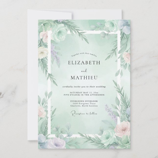 Invitación Mint Green Ethereal Winter Wedding (Anverso)