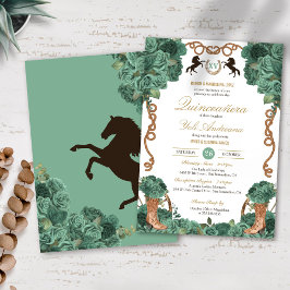 Invitación Mint Green Floral Western Charro Ranch Quinceanera