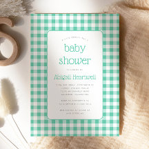 Mint Green Gingham Check Baby Shower