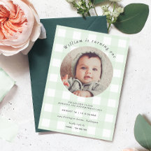 Mint Green Gingham Photo Birday
