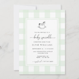 Invitación Mint Green Gingham Rocke Hípica Sprinkle