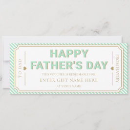 Invitación Mint Green Happy Father's Day Gift Voucher Card