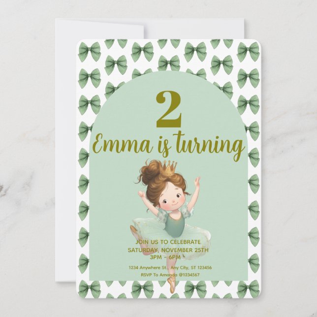 Invitación Mint Green Little Princess Ball  (Anverso)