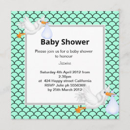 Invitación Mint green Mermaid cigüeña ducha de bebé invitan